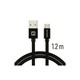 Swissten kabel USB/microUSB, platneni, 1.2m, crni