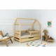 Dječji krevet od masivnog bora u obliku kućice/s dodatnim ležajem s prostorom za pohranu 90x180 cm u prirodnoj boji Mila MBW – Adeko