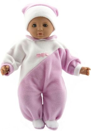 Teddies beba u rozo-bijeloj odjeći s kapom