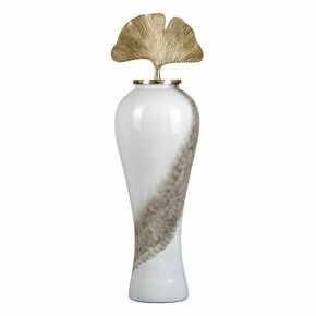Vase 29 x 29 x 102 cm Crystal Golden Metal White