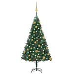 vidaXL Umjetno božićno drvce s LED s kuglicama zeleno 120 cm PVC