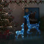 Akrilna obitelj sobova božićni ukras 160 LED plava