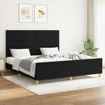 Okvir za krevet s uzglavljem crni 180 x 200 cm od tkanine