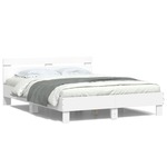vidaXL Okvir za krevet s uzglavljem i LED bijeli 140 x 200 cm