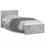 Okvir kreveta s uzglavljem siva boja betona 75x190 cm drveni