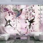 Samoljepljiva foto tapeta - Flying Hummingbirds (Pink) 343x245