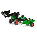 Falk Traktor na pedale SuperCharger, zeleni, s prednjom lopatom i valjkom