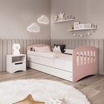 Drveni dječji krevet Classic s ladicom - rozi - 160x80cm