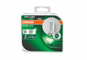Osram Ultra life 12V - do 4x dulji radni vijekOsram Ultra life 12V - up to 4x longer lifetime - H11 - DUO BOX plastika (2 žarulje) H11-ULT-2