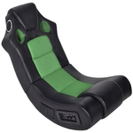 vidaXL Crno-zelena stolica za ljuljanje od umjetne kože s audio sustavom