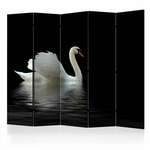 Paravan u 5 dijelova - swan (black and white) II [Room Dividers] 225x172