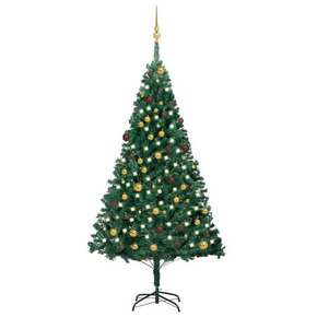 Umjetno božićno drvce LED s kuglicama zeleno 210 cm PVC
