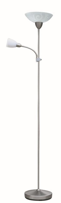 RABALUX 4091 | Harmony-lux1 Rabalux podna svjetiljka 178cm sa prekidačem na kablu fleksibilna 1x E27 + 1x E14 kromni mat