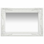 Zidno ogledalo u baroknom stilu 60 x 40 cm bijelo