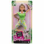 Barbie: Fleksibilna joga lutka sa smeđom kosom u zelenoj majici - Mattel