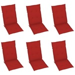 vidaXL Jastuci za vrtne stolice 6 kom crveni 120 x 50 x 4 cm
