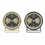 Table clock DKD Home Decor 12 x 5 x 14 cm Black Golden Iron PVC Vintage (2 Units)