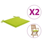 vidaXL Jastuci za vrtne stolice 2 kom jarko zeleni 40x40x4 cm tkanina