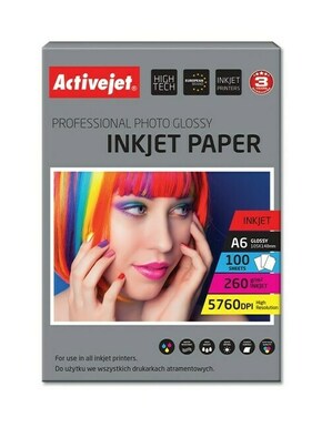 Sjajni fotopapir za tintne pisače Activejet AP6-260GR100 (A6