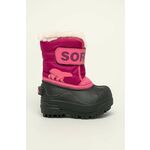 Sorel - Dječje čizme za snijeg Toddler Snow Commander - roza. Dječja obuća za zimu iz kolekcije Sorel. S podstavom model izrađen od kombiniranog tekstilnog i sintetičkog materijala.