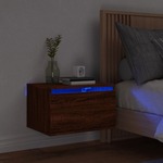 vidaXL Zidni noćni ormarić s LED svjetlima boja smeđeg hrasta