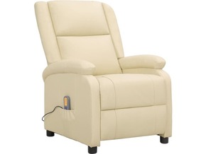 VidaXL Masažna fotelja od prave kože krem