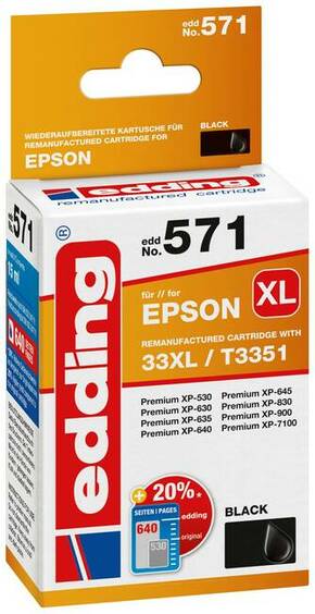 Edding patrona tinte zamijenjen Epson 33XL / T3351 kompatibilan pojedinačno crn EDD-571 18-571
