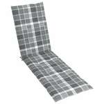 vidaXL Jastuk za ležaljku sivi karirani (75 + 105) x 50 x 3 cm