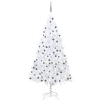 vidaXL Umjetno božićno drvce LED s kuglicama bijelo 210 cm PVC
