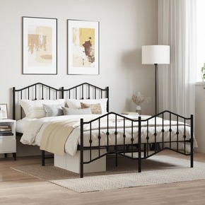 Metalni okvir kreveta s uzglavljem i podnožjem crni 140x190 cm