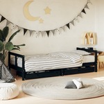 vidaXL Okvir dječjeg kreveta s ladicama crni 80 x 200 cm od borovine