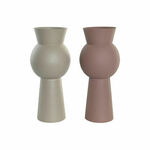 Vase DKD Home Decor Beige Pink Iron 17 x 17 x 40,5 cm (2 Units)