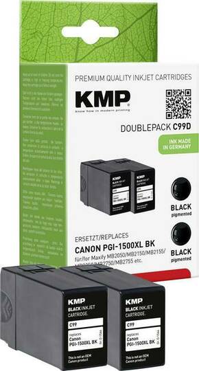 KMP tinta zamijenjen Canon PGI-1500BK XL kompatibilan 2-dijelno pakiranje crn C99D 1564