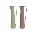 Vase DKD Home Decor 15 x 11 x 45 cm Beige Pink Iron (2 Units)