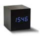 Crna sat s plavom LED zaslon Gingko Kliknite Cube sat
