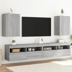 vidaXL Zidni TV ormarići 2 kom siva boja hrasta 40,5x30x60 cm drveni