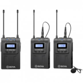Boya mikrofon UHF Wireless mic with one receiver and two transmitter