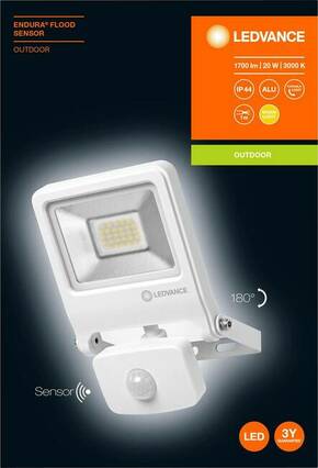 LEDVANCE ENDURA® FLOOD Sensor Warm White L 4058075239692 LED vanjski spotlight s detektor pokreta 20 W toplo bijela