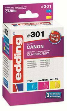 Edding patrona tinte zamijenjen Canon CLI-526C/M/Y Multipack 3 kompatibilan kombinirano pakiranje cijan