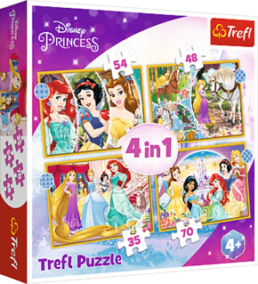Disneyjeve Princeze: Sretan dan 4 u 1 70-54-48-35 kom puzzle - Trefl