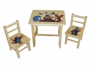 AtmoWood Drveni dječji stolić sa stolicama - Krtica