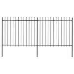 vidaXL Vrtna ograda s ukrasnim kopljima čelična 3,4 x 1,5 m crna