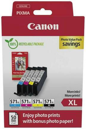 Canon tinta CLI-571XL BK/C/M/Y PHOTO VALUE original kombinirano pakiranje crn