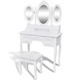 vidaXL Toaletni stolić sa stolcem i 3 ogledala bijeli