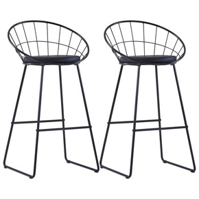 VidaXL Barske stolice sa sjedalima od umjetne kože 2 kom crne čelične