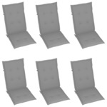 vidaXL Jastuci za vrtne stolice 6 kom sivi 120 x 50 x 4 cm