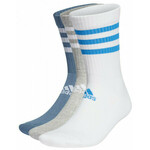 Čarape za tenis Adidas 3-Stripes Cushioned Crew Socks 3PP - white/medium grey heather/altered blue