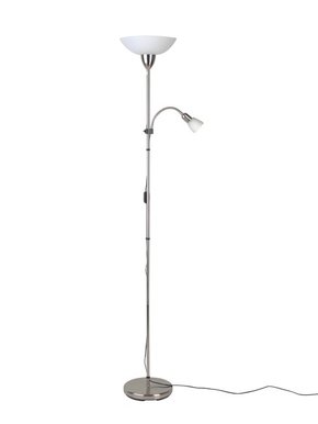 BRILLIANT 27161/13 | Darlington Brilliant podna svjetiljka 178cm sa prekidačem na kablu elementi koji se mogu okretati 1x E27 + 1x E14 satenski nikal