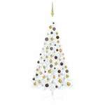 Umjetna osvijetljena polovica božićnog drvca bijela 150 cm