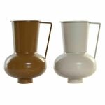 Vase DKD Home Decor 13 x 12.5 x 17 cm Beige Metal Orange Mustard (2 Units)